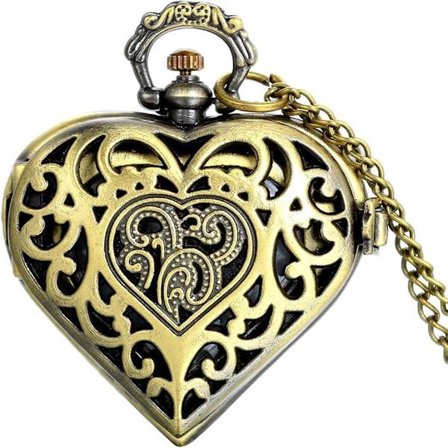 Vintage Silverfärgat Hjärtformat Fickur Hängsmycke Halsband för Flickor Damer Kvinnor, 30-tums Kedja, för Mors Dag Lycka