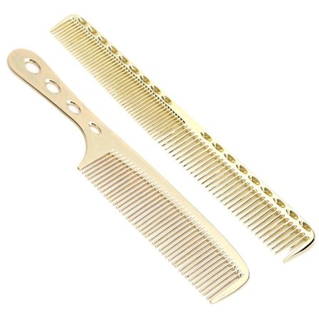 Bærbar kam i rustfrit stål, salon, antistatisk, stylingkam, frisørværktøj (luksusguld)
