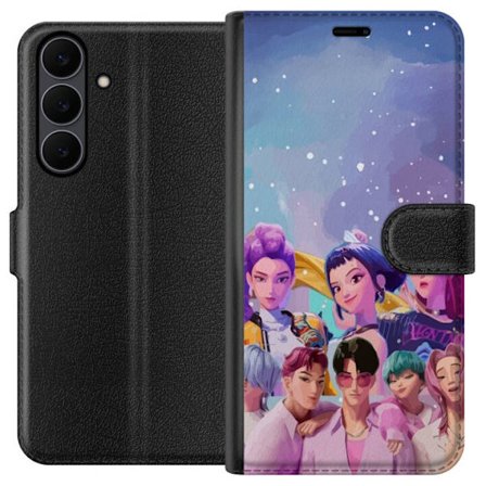 Kompatibelt Plånboksfodral till Samsung Samsung Galaxy S25 FE HuntrX Collab motiv med KPop-inspirerade tjejer och killar i färgstark futuristisk sti