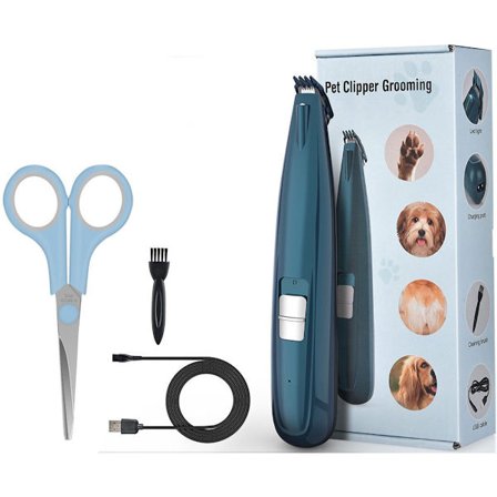 Hundeklipper, profesjonell hårklipper for kjæledyr med LED-lys for hunder/katter/øyne/ører/ansikt/kropp/oppladbar elektrisk hundeklipper