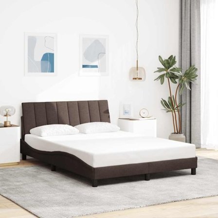 Bed Frame without Mattress "Hanko" Dark Brown 120x200 cm Fabric