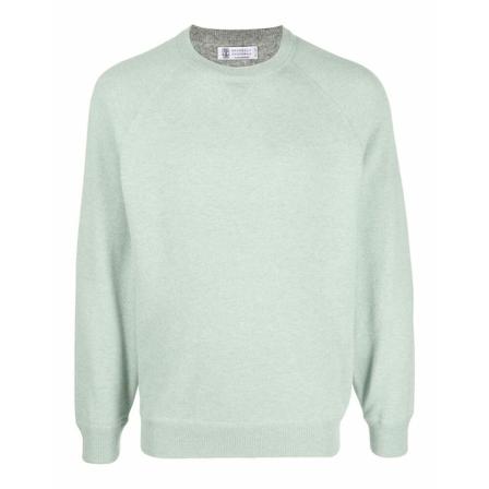 Brunello Cucinelli, Round-neck Knitwear Zielony, Mężczyzna, Rozmiar: L