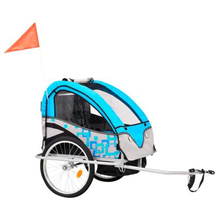 Vidaxl 2-i-1 Barncykelvagn & Gåvagn Blå Och Grå Blå