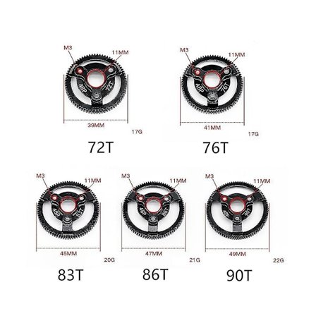 Herdet stål 48p gir for Slash 2wd Vxl Bandit Stampede Drag Slash oppgraderingsdeler, 86t