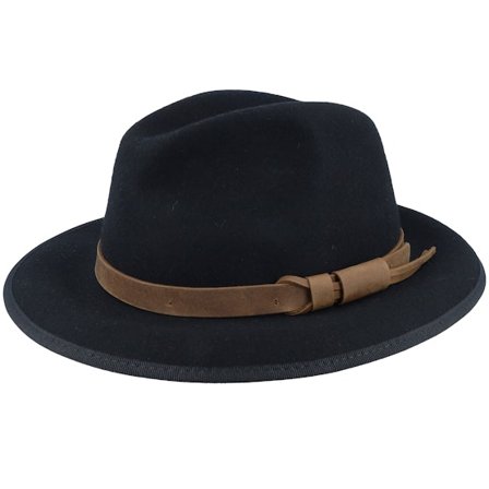 MJM Hats - Noir earflap Chapeau - Marco El Wool W.p/Crushable Black Earflap Fedora @ Hatstore