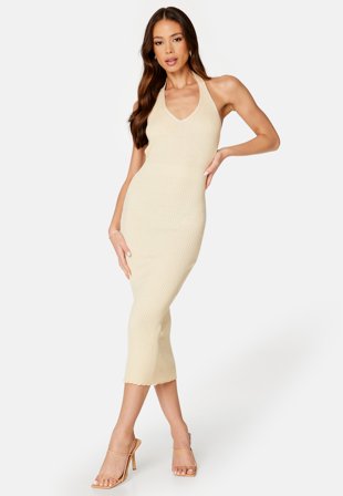 VERO MODA Felicia SL Calf Halterneck Knit Dress Vanilla Ice Klær
