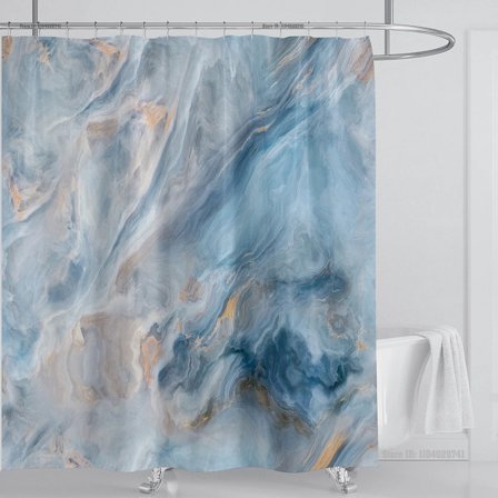 Marmor Vattentätt Duschdraperi med Krokar, Tryckt Tvättbart Duschdraperi, Heminredning, B220xH180cm