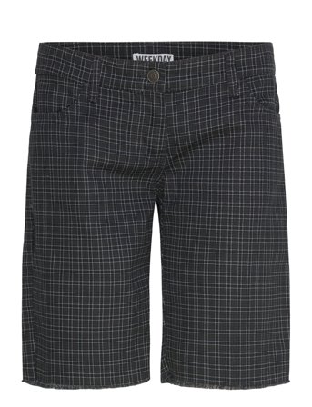 Weekday Checked Knee-Length Cotton Twill Shorts - Black - 40
