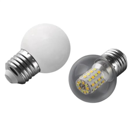 Globeformet Enkelfarget Hvit 5W LED-lyspære Standard E27-sokkel Aluminium og PC Rundt Deksel 220 Volt AC Innendørs Hjemmebruk 45mm Diameter 65mm Høyde