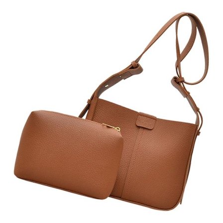 Dame Skulderveske Enkel Pendler Bag Stor Kapasitet Crossbody Bag Bøtteveske PU Lær Messenger Bag for Daglig[HK]