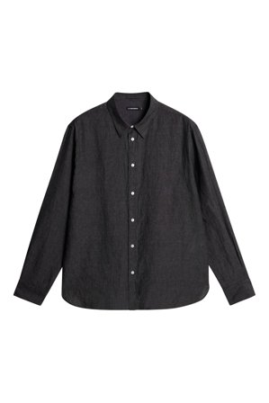 J.Lindeberg - Reg LS Linen Melange Shirt - Svart - Man - XL