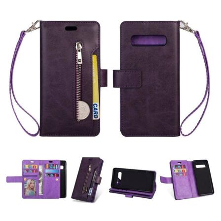 Samsung Galaxy S10 multi-rum læder flip etui - Lilla Purple