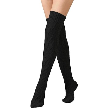 Vinterstrikkede overkneesokker for kvinner Støvelsokker Strikkede varme sokker for kvinner 75 cm Varme sokker for kvinner Vinterlange sokker 