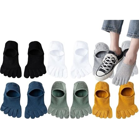 Miesten nilkkasukat varvassukat viisi varvasta puuvilla pehmustetut juoksu crew vaellus sukat koko 39-43,5