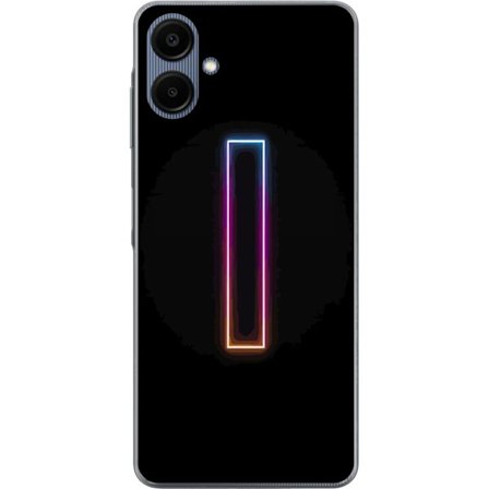 Kompatibelt Mobildeksel til Samsung Samsung Galaxy A06 Minimalistisk neonbokstav I i regnbuefarger mot mørk bakgrunn