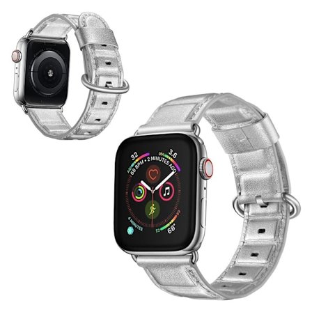 Apple Watch Series 5 40mm bekvämt klockarmband i äkta läder - Silver
