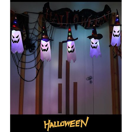 Halloween-lampor, 11,5 fot batteridrivna 5 ghost led-slingor halloween-dekorationer, skrämmande halloween-dekoration för inomhus utomhusfest hemma Ha