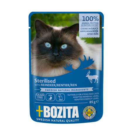 Bozita Katt - Innendørs og sterilisert Pure in Sauce 85 g - Katt - Kattefôr & kattemat - Våtfôr og våtmat - ZOO.no