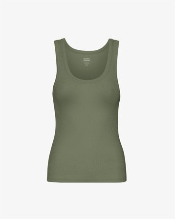 Women Organic Rib Tank Top - Dusty Olive XL