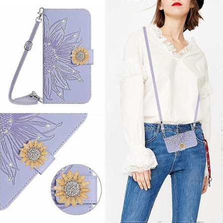 Etui til Motorola Edge 30 Fusion Solsikkelæder Justerbart Pungcover Crossbody Snor Halsrem Kompatibel med Motorola Edge 30 Fusion