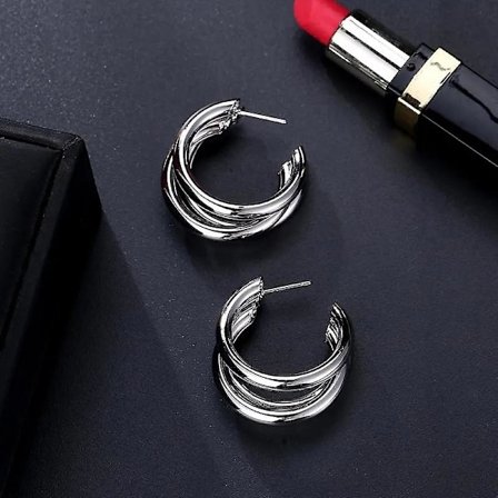 Örhängen för kvinnor, flicka, stilett, dropp, dam, C, strass, rund, cirkel, CC, geometrisk, elegant, metall, trendig