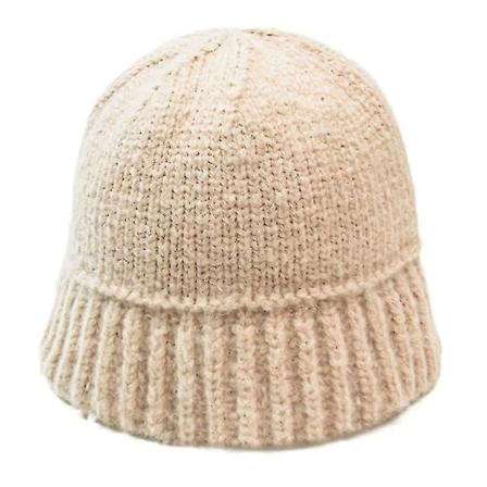 Enfärgad Ull Bucket Hat för Kvinnor Höst och Vinter Fiskare Vintage Stickning