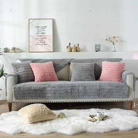 Moderni yksinkertainen plyysi sohvatyyny, yleismaailmallinen all-inclusive lämmin ja paksu sohvanpäällinen, tatami-erkkeri-istuintyyny (Harmaa, 