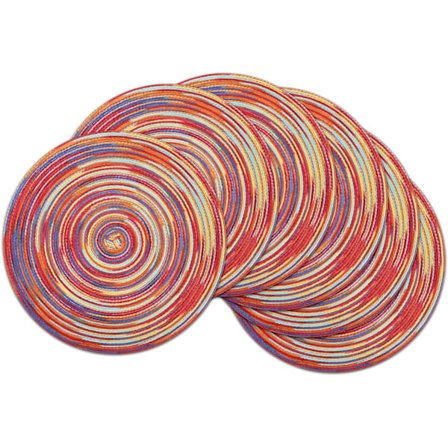 Set med 6 Regnbågsröda Runda Underlägg, Tvättsbara Värmebeständiga Bordstabletter för Matbord
