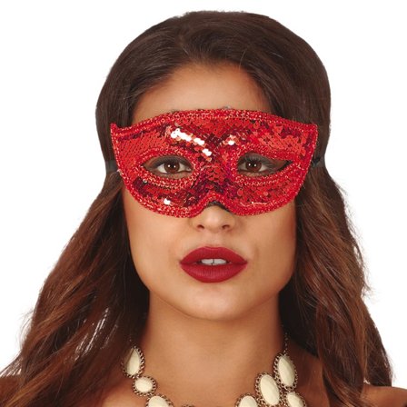 Ögonmask Med Paljetter Röd