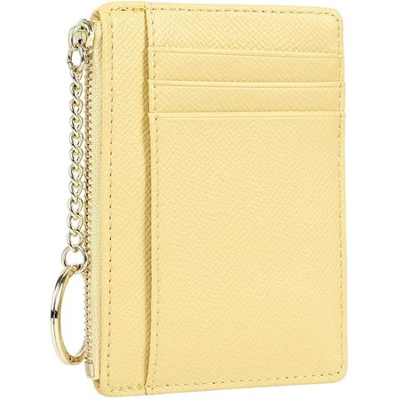 Smal minimalistisk plånbok med 8 kortplatser och dragkedja - Gul - One Size