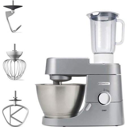 KENWOOD Chef KVC3110S konditorrobot – Konditorsæt og blender inkluderet – sølv – 1000 W – kompakt format