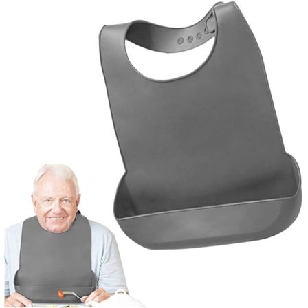 Voksne hagesmæk, vaskbare silikone hagesmæk til voksne, vandtætte hagesmæk til voksne, genanvendelige, beskidte sikkerhedsforklæder med lommer til 