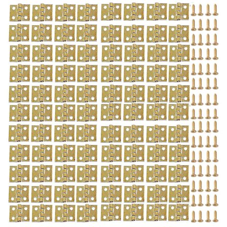 100 stk. Minihængsler med 400 stk. Skruer Butt Hinge Connector med Monteringssøm Hardware til Dukkehuse