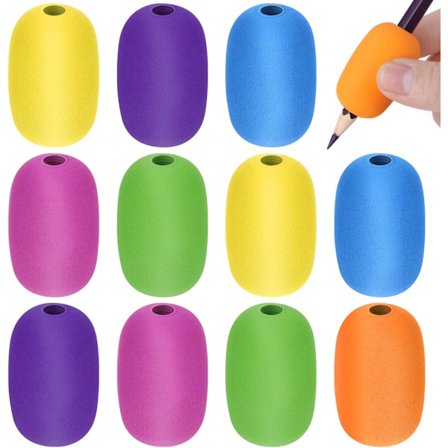 12 st Penngrepp, Äggpenna Pennhållare Handskriftsgrepp Penna Stylus Skumgrepp Skriva Mjukt Vadderat Skum för Handskrift Ritning Förskolematerial