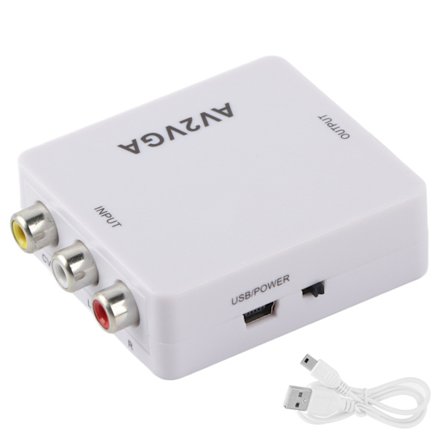 AV till VGA-omvandlare Portabel 1920x1080 HD-videoadapter med USB-kabel