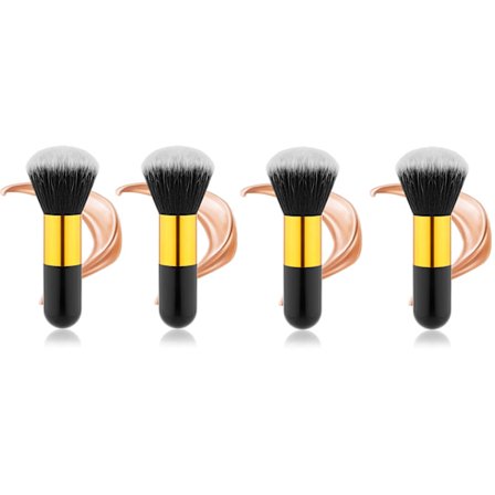 Selvbruningsbørster - 4 stk. Stor, myk kabukibørste for ansikt og kropp, stripefri selvbruner- og bronzerapplikator, tette børstehår for sol