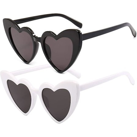 2 stk hjerteformede solbriller for kvinner, rammeløse, tynne metallrammer