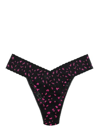 Hanky Panky Cross-Dyed Leopard, Original Rise Thong Black Hanky Panky