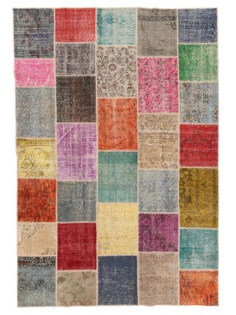 204X299 Tapis Patchwork Moderne Marron/Rouge Foncé (Laine, Turquie) Carpetvista
