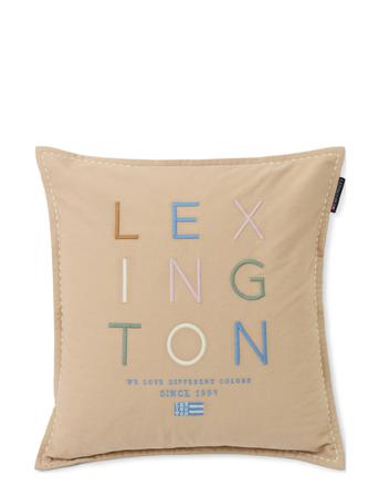 Love Different Organic Cotton Twill Pillow Cover Home Textiles Cushions & Blankets Cushion Covers Beige Lexington Home