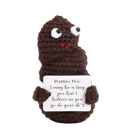 Rolig positiv potatis söt ull stickad docka med positivt kort positivitetsbekräftelse kort rolig stickad potatis docka jul nyår present dekoration