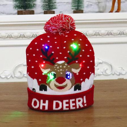Julmössa Cap Julklapp Stickad Mössa Led