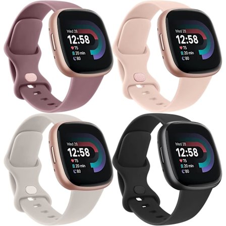 Myk watch-reim for Fitbit Versa 3/4 - 4-pakning