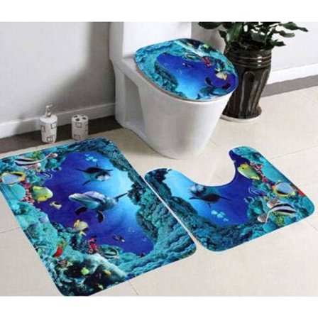 4-osainen wc-mattosetti kylpymatto delfiini liukumaton kestävä wc-matto istuinsuoja kylpyhuoneeseen