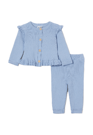 RIKIKI Ribbstickad set OAT Underdelar Blå 68