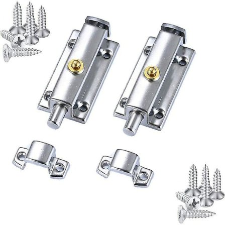 Skydedørslås i rustfrit stål, cylinderlås i rustfrit stål til badeværelsesdøre og vinduer, fjederlås til oplåsning, 4 tommer