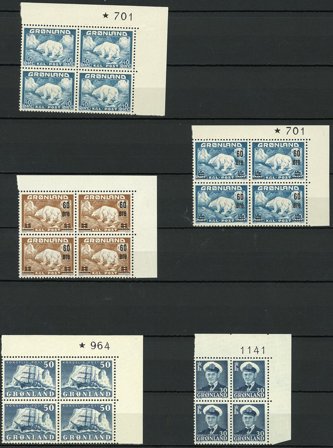 Grønland - 5 gode marginal 4-blokke - Postfrisk
