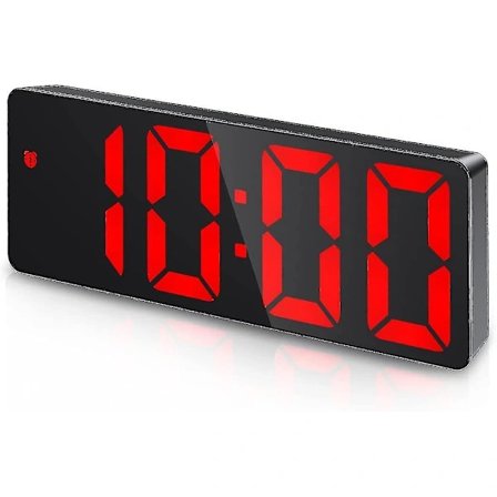 {PL}Digitaalinen herätyskello, hälytyslämpötila ja päivämääränäyttö LED-näytöllä, ääniohjaus, USB/paristokäyttöinen punainen digitaalinen