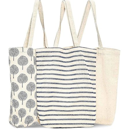 3-pakning bomullsvesker for dagligvarer, 38 x 42 x 9 cm