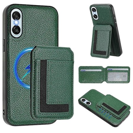 Magnetiskt skal för Sony Xperia 10 VI TPU+PU Läder Telefonskal med Avtagbar Korthållare